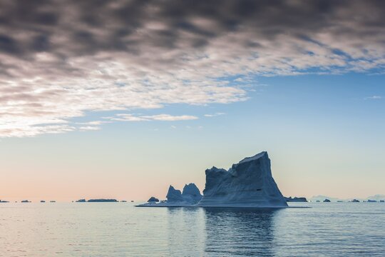 Sunrise iceberg, Scoresbysund, East Greenland, Greenland