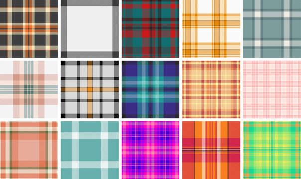 Seamless plaid pattern pack for stylish wallpapers and modern backgrounds. Ideal for web design, app interfaces, devices, and digital graphic projects.