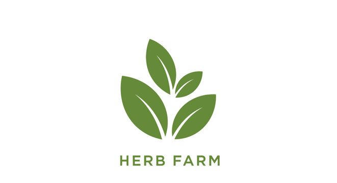Herb Farm Logo Green Leaves.