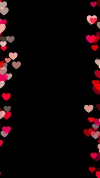 valentines day hearts border frame isolated alpha channel animation,love and romantic valentine social media vertical motion design element
