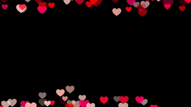 valentines day hearts border frame isolated alpha channel animation,love and romantic valentine social media motion design element