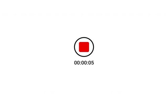 One minute recording timer with start button animation transparent background