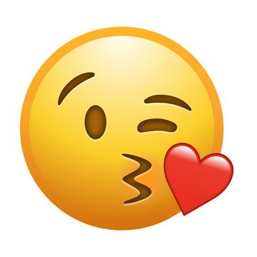 Face blowing a kiss emoji illustration, transparent background.