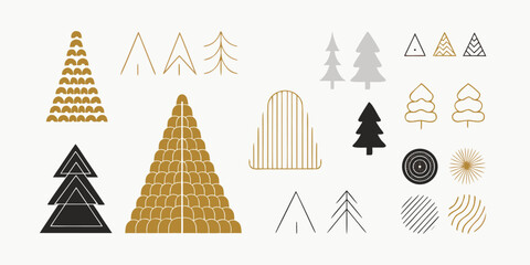 Set of modern minimal geometric christmas tree icons © Sadhin07