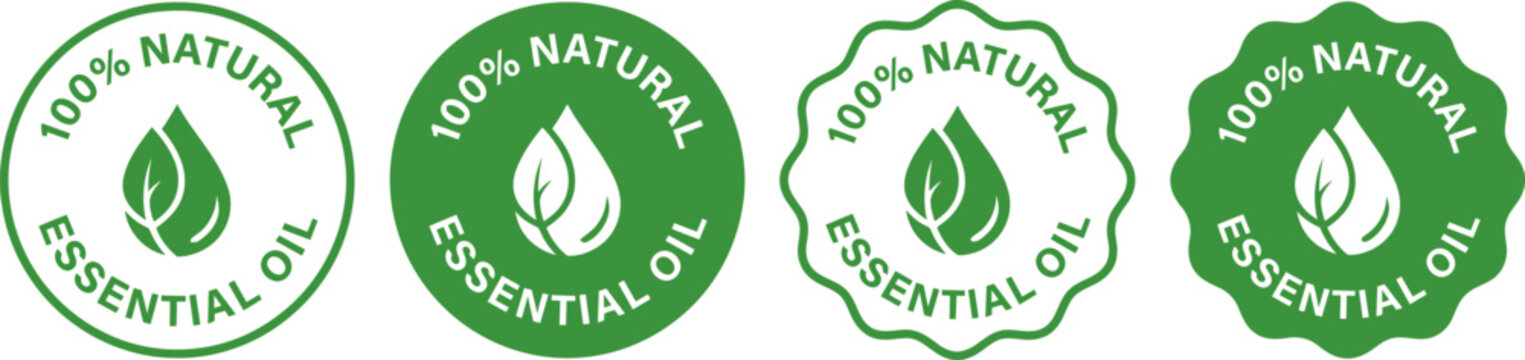 Essential oil drop icon for beauty and skincare natural product certificate label. Essential oils sticker logo for body lotion, cream and shampoo moisturizer, spa wellness fragrance.