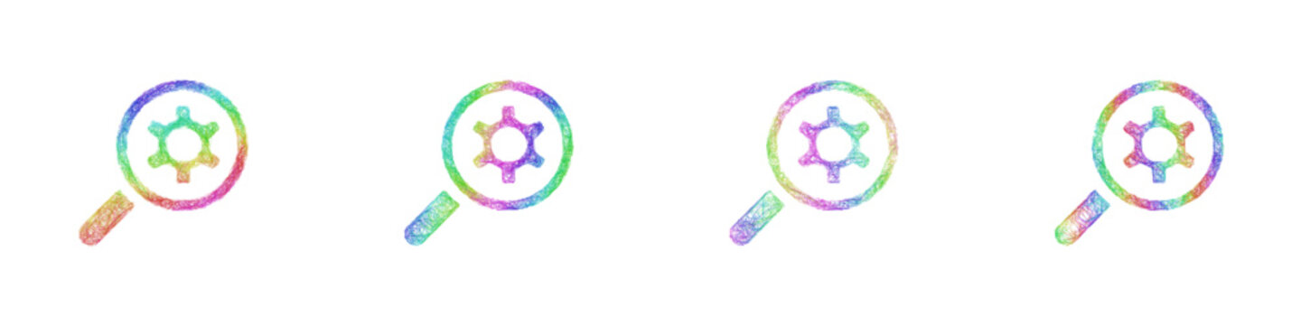 Multicolor sketch nanoscience icon design set