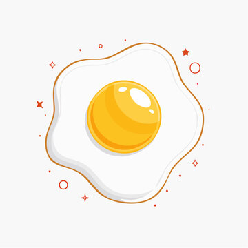 Cartoon Fried Egg Illustration