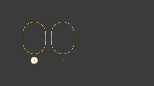 animated video of business infographics rectangle shape with multi color label on dark grey  background, 4, 5 and 6 steps  for workflow, presentation, 4k animation