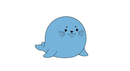 Cute Cartoon Blue Seal Character. © Supar