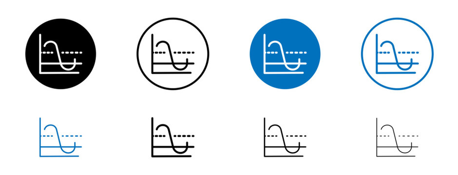 Average icons set in black and blue colors on white background