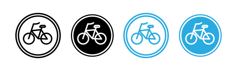 Fototapeta premium bicyclist traffic sign icons set in black and blue colors on white background