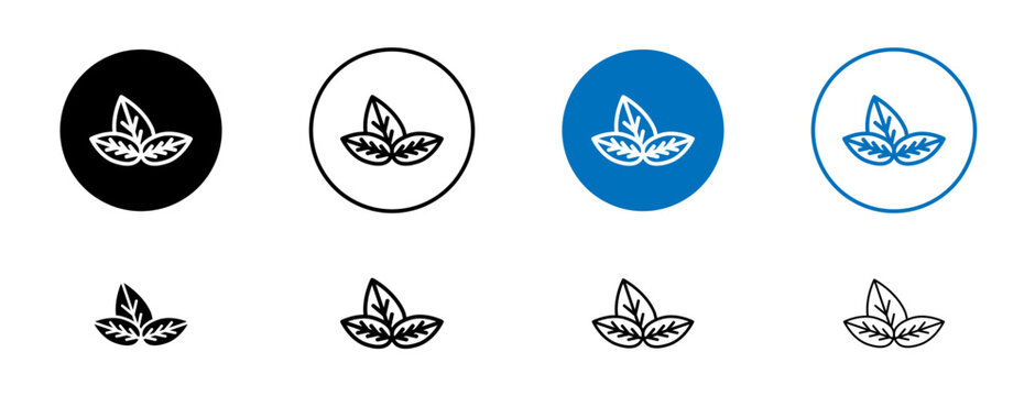Basil icons set in black and blue colors on white background