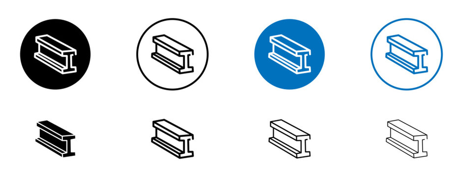 Beam icons set in black and blue colors on white background
