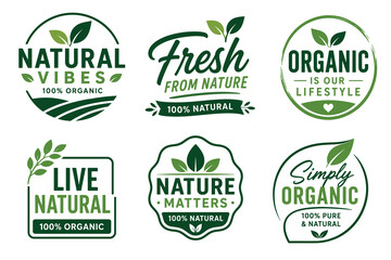 Fototapeta premium Premium organic product certification label bundle for natural retail brands.