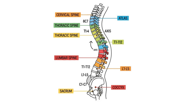 Human Spine Anatomy Diagram Illustration.