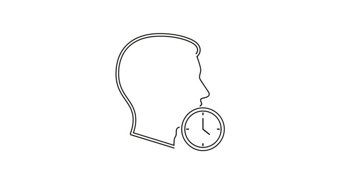 Human head profile with clock icon symbolizing time management