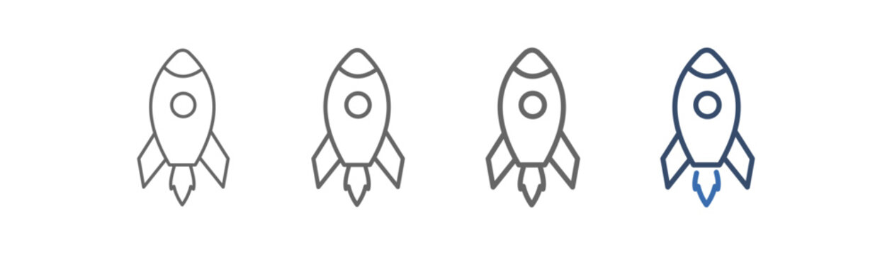 
outline icon set space craft with spaceship design