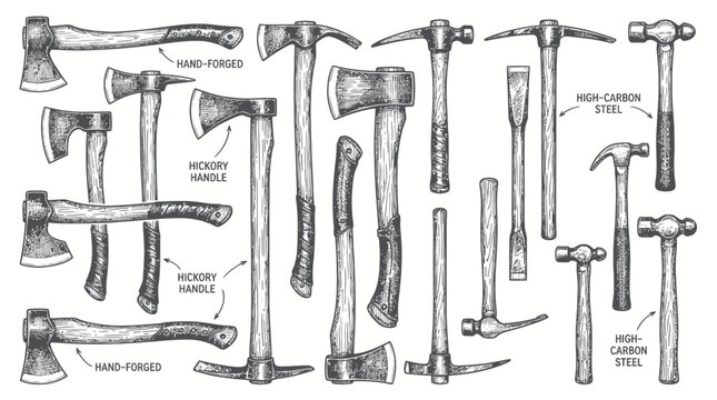 Vintage Hand Tools Icon Set