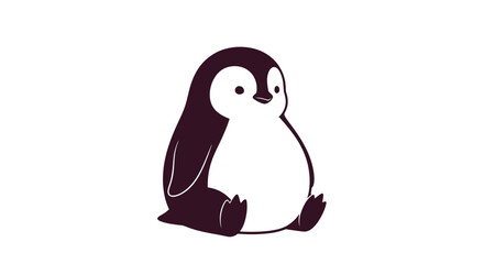 Cute Cartoon Penguin Sitting Alone. © Wuri