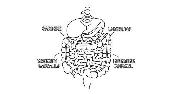 Human Digestive System Anatomy Illustration.