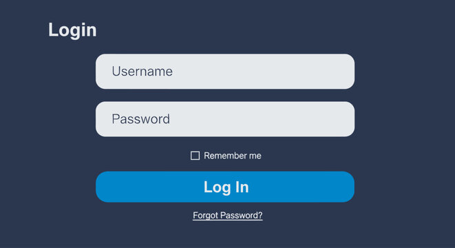 Login Page Username and Password Fields.