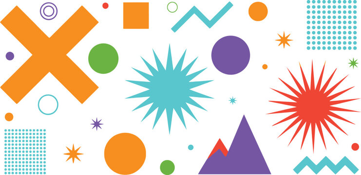 Colorful abstract shapes and icons collection Vector