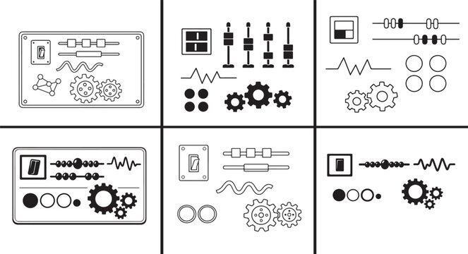 Busy board flat logo with baby toy line icon for early learning and child development design