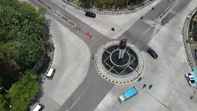Aerial Drone View of Alun-Alun Sumedang Town Square and Urban Landscape in West Java Indonesia