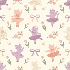 Naklejka premium Ballerina Cats Pattern