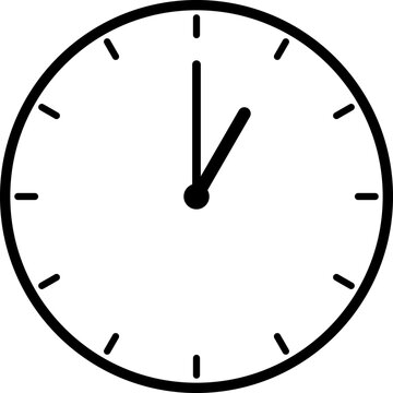 A simple clock face that shows just 1 o'clock