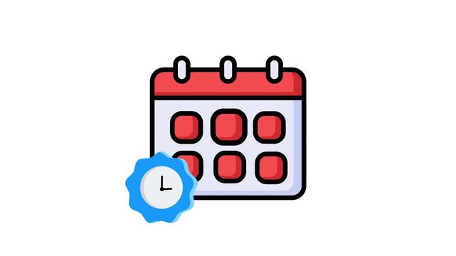 Calendar and Clock Icon Animation Background Transparent Digital Schedule