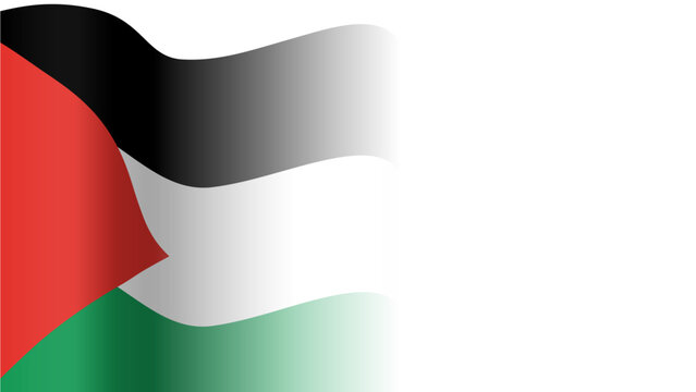 Vector waving Flag of the State of Palestine. Waving Palestine flag with empty, blank, copy space on transparent background. Design element for presentation, banner, advertisement, web. Place for text