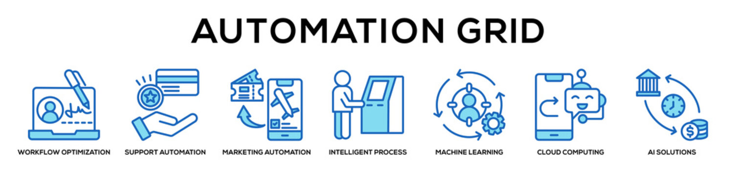 blue - Automation Grid web banner icon vector illustration concept