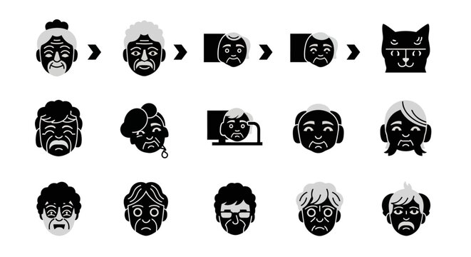 Collection of various facial expressions.
