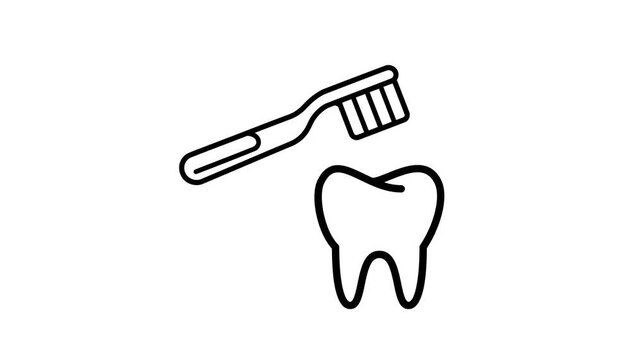 Toothbrush and Tooth Icon Animation Background Transparent