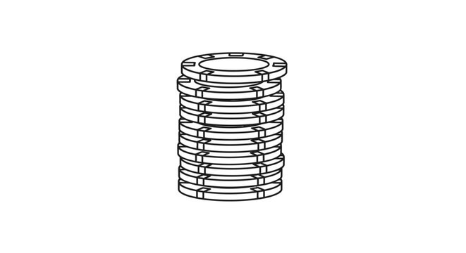 Minimalist black outline illustration of a poker chip stack