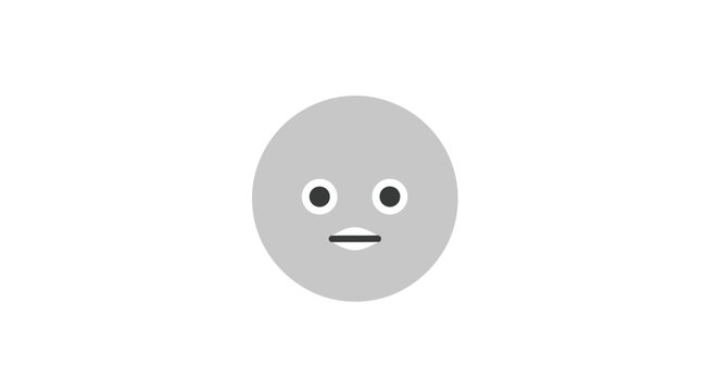 A gray emoticon face with a neutral expression.