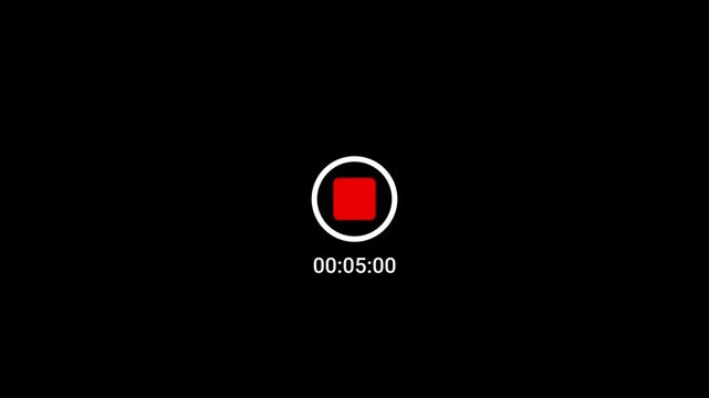 One hour recording timer with start button animation transparent background