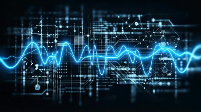 Pulse Line Digital Data Wave with Futuristic Network Interface