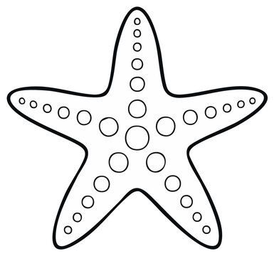 Black and white illustration of a starfish