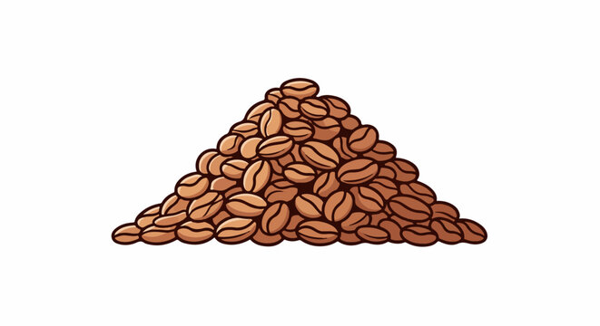 A pile of brown coffee beans, forming a triangular mound