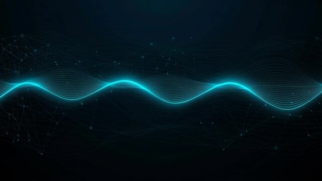 Pulse Line Glowing Digital Wave on Dark Data Background