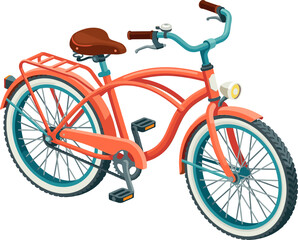 Fototapeta premium Vintage style orange cruiser bicycle with white wall tires
