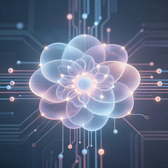 Obraz premium Futuristic Digital Flower Technology Background Illustration