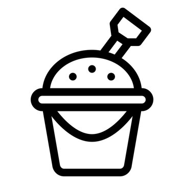 Beach Sand Bucket and Shovel Toy Icon