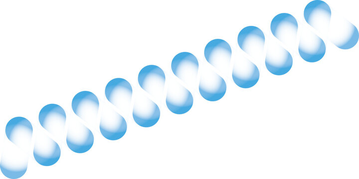 Abstract blue gradient s-shaped forms in a diagonal line