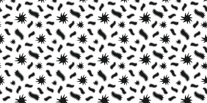 Dynamic seamless pattern with black spiky shapes for edgy fashion design