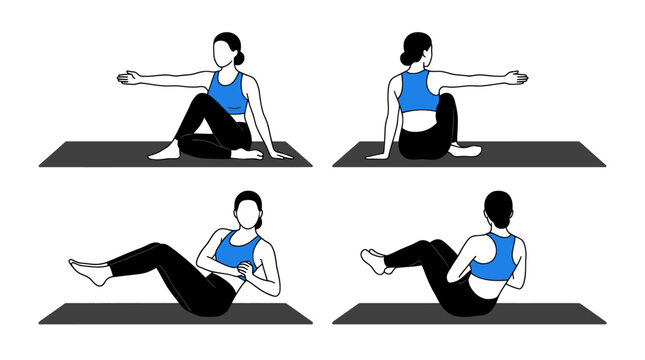 Yoga and Pilates Exercise Icon Set
