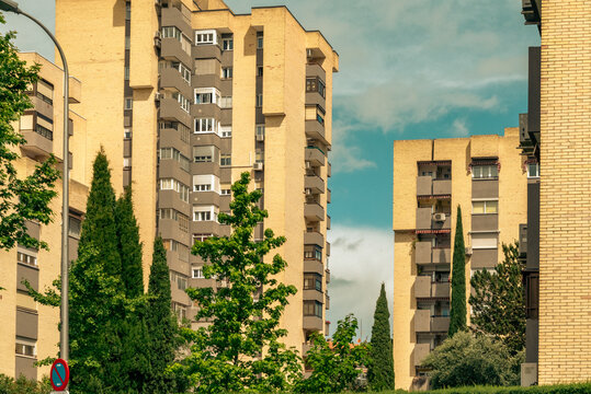 Fachada de edificios residenciales de Madrid