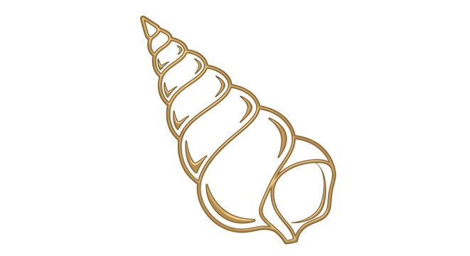 Golden seashell, spiral shell, ocean icon, minimalist vector